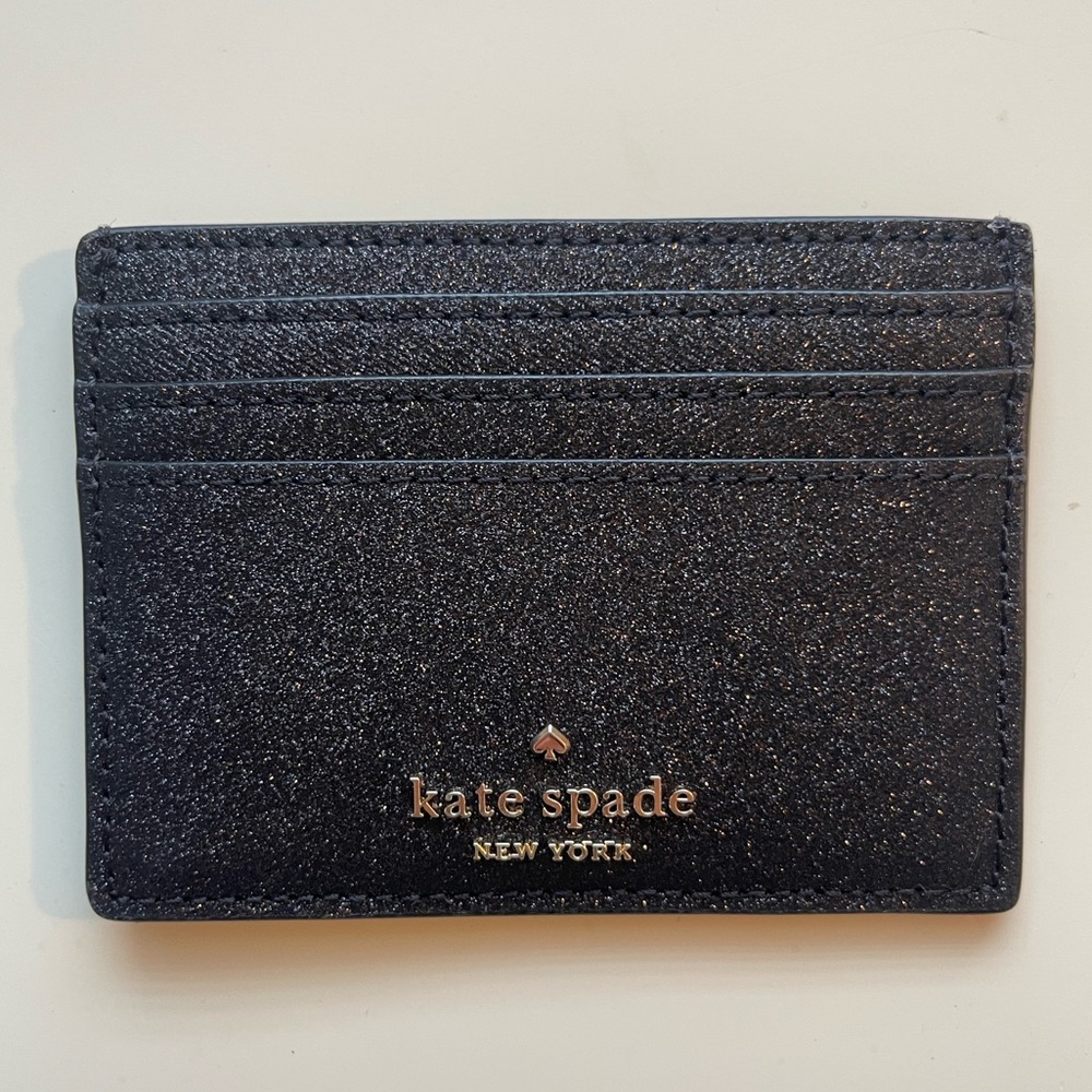 Kate spade black sparkly card holder